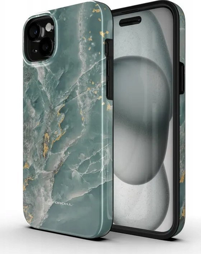 Kapak telefoni Forcell F-Protect Mirage për iPhone 16 Pro Max, MagSafe, mbrojtje ushtarake, mermer jeshil