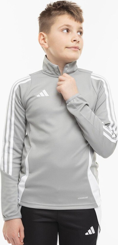 Bluzë trajnimi për fëmijë Adidas Tiro 24 Training Top Jr IR9363, AEROREADY, me zinxhir, gri