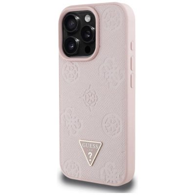Футрола за телефон Guess Grained Triangle Logo MagSafe, за iPhone 16 Pro 6.3\", розова