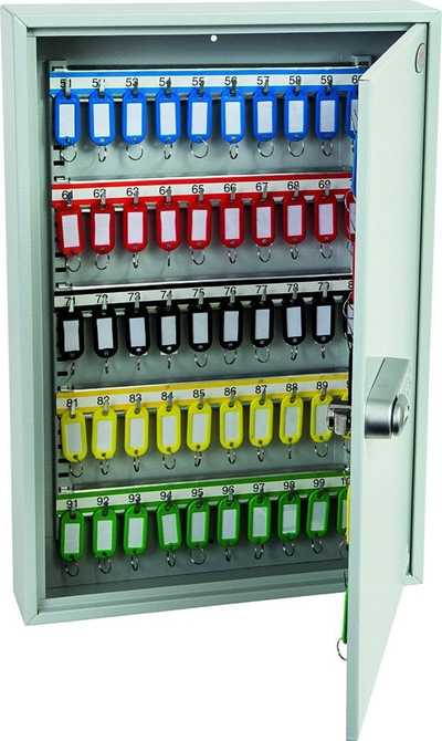 Kabinet çelësash Phoenix KC0603E, 100 vende, bravë elektronike, gri e hapur