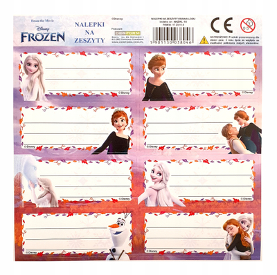 Etiketa ngjitëse Disney Frozen Derform, 16.5 x 16 cm, për fletore, shumëngjyrëshe