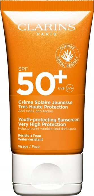 Krem dielli për ftyrë Clarins Youth Protecting, SPF50, 50 ml, i bardhë