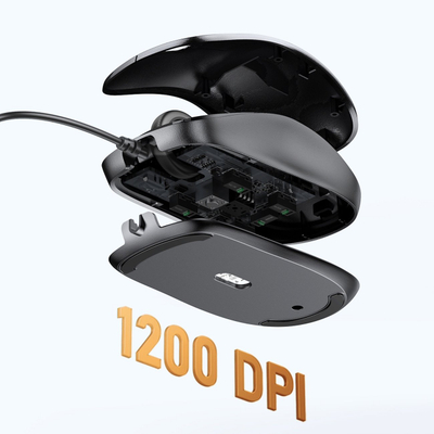 Mouse optik Ugreen MU007, me kabllo USB, 3 butona, i zi