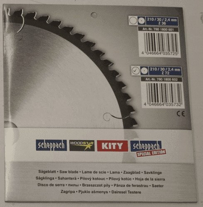 Teh rrethor Scheppach 7901800602, 210x30 mm, 72 dhëmbë, metalik