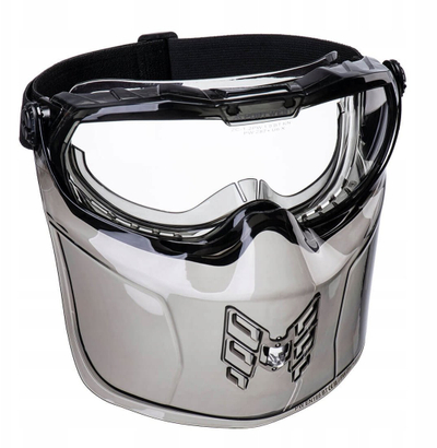 Syze mbrojtëse Ultra Parts Ultra Safe, me maskë fytyre, lente transparente, gri metalike