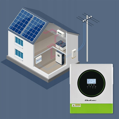 Соларен инвертер Qoltec Off Grid 3500W, 24V, MPPT 100A, црн