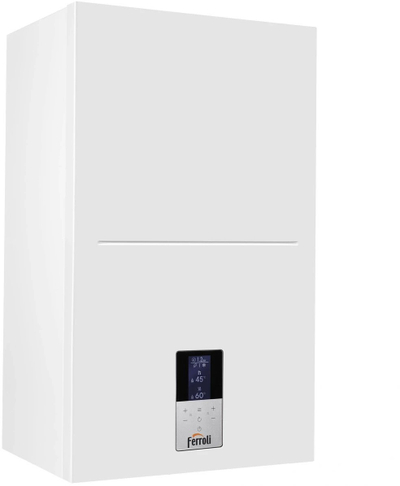 Boiler mural kondens me dy funksione Ferroli BlueHelix HiTech RRT 24 C, 24 kW, me gaz, i bardhë