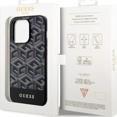 Kllaf telefoni Guess GCube Stripes MagSafe për iPhone 14 Pro Max, hardcase, i zi