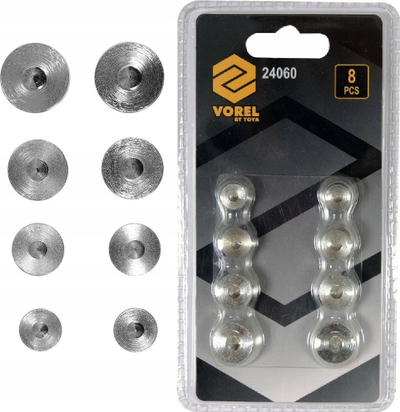Set markues qendërzimi Vorel 24060, 8 copë, 6-12mm, metalik