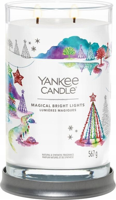 Qiri Yankee Candle Magical Bright Lights Signature Large Tumbler, 567 g, me dy fitila, i bardhë