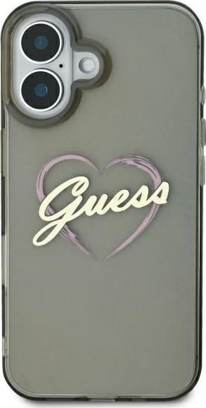 Mbulesë telefoni Guess GUHCP16MHCHGSPK IML Heart, për iPhone 16 Plus 6.7", hardcase TPU PC, e zezë
