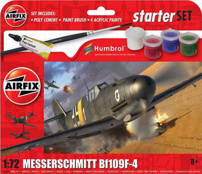 Set modeli aeroplani Airfix Messerschmitt BF109F4, STARTER SET, për fillestarë