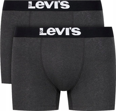 Bokser Levi's Basic, set 2 palë, pambuk me elastan, gri edhe antracit