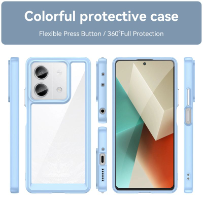 Kllëf telefoni Outer Space për Xiaomi Redmi Note 13 Pro, kornizë xhel TPU, pjesa mbrapa transparente, blu
