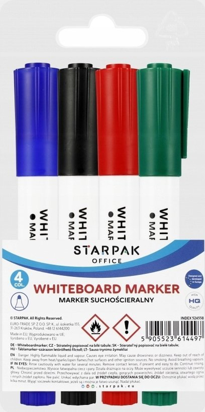 Set markerë whiteboard Starpak, 4 copë, ngjyra të ndryshme