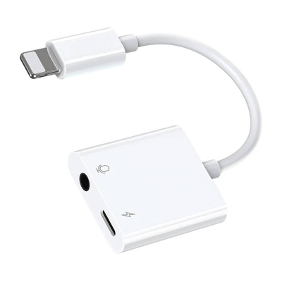 Adaptues audio Joyroom Y105, Lightning në 3.5mm, karikim i shpejtë, i bardhë
