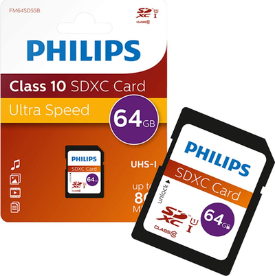 Kartë memorie Philips FM64SD55B/10 SDXC, 64GB, Class 10 UHS I V10
