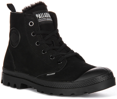 Çizme femrash Palladium Pampa Hi Zip Winter, me mbushje të ngrohtë, nubuck, të zeza