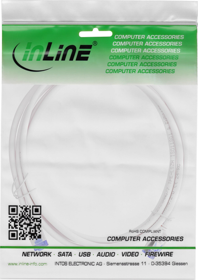 Kabëll rrjeti InLine Patch Cable Slim, Cat.6A S/FTP, 20m, i bardhë