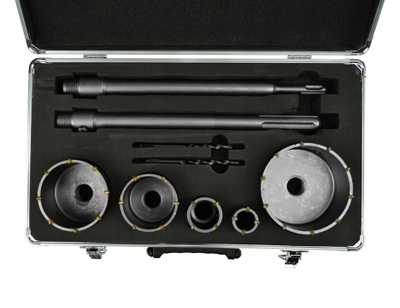 Set shpuesesh rrethore GEKO, 9 pjesë, 30 deri 100 mm, SDS Plus SDS Max
