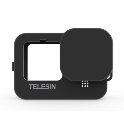 Mbulesë silikoni Telesin për GoPro Hero 9 Black, kapak lente, rrip dore, e zezë