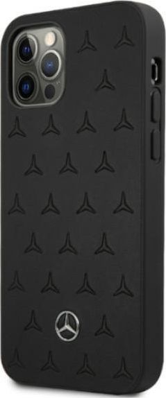 Futrollë Mercedes-Benz Leather Stars Backcase për iPhone 12 Pro Max, lëkurë, e zezë
