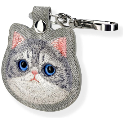 Mbajtëse AirTag Nimmy mace me sy të mëdhenj, për Apple AirTag, gri