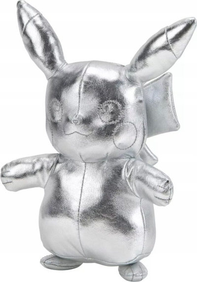 Lodër plushe Pokémon Pikachu 25th Anniversary, 20 cm, edicion koleksionist, argjendtë