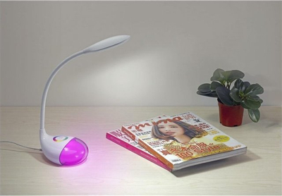 Lampë tavoline White TLED-333, LED 5W, bazë me RGB, e bardhë