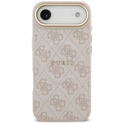 Kapak telefoni Guess Hardcase 4G Classic MagSafe për iPhone 17 Air, lëkurë ekologjike, bezhë