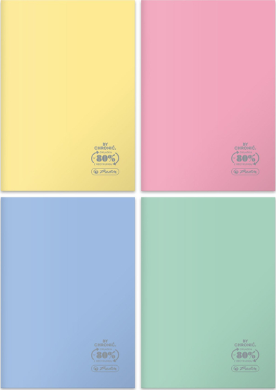 Fletore Herlitz Notebook A5, 60 faqe me kuti, kopertinë PP ekologjike, ngjyra pastel, 5 copë