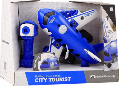 Lodër avion për t’u montu LEAN Toys City Tourist, me vegla, blu e bardhë