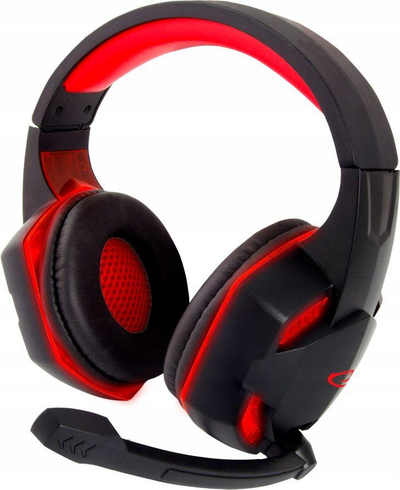 Kufje gaming Esperanza Blackbird EGH400, me mikrofon, me drita LED, të kuqe