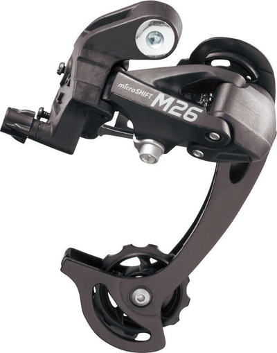 Kambio e pasme Microshift M26L, 7-8 marshe, kafaz i gjatë, e zezë
