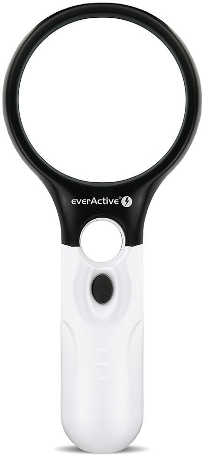 Lupë Everactive MG-01, me dritë LED, dorezë e rehatisme, bardh e zi