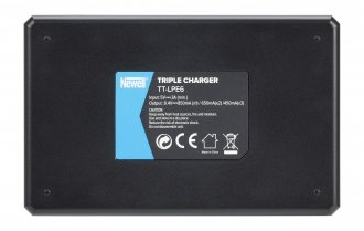 Karikues trefishtë Newell TT USB C për Canon LP E6, ekran LED, porte USB C dhe micro USB, i zi