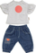 Veshje për kukulla Micki Jeans And T Shirt Skrallan, set bluzë dhe xhinse, për kukulla 45cm, blu