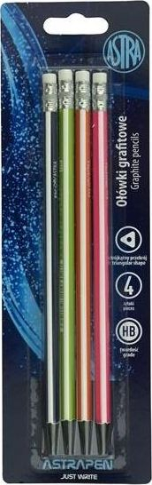 Дрвен молив со гума Astra Graphite, 4 парчиња