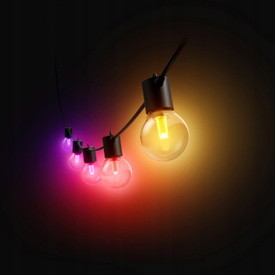 Varg dritash të jashtme Philips Hue Festavia Globe, 7m, smart LED, i zi