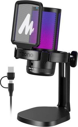 Mikrofon gaming Maono DGM20, USB, me ndriçim RGB, i zi