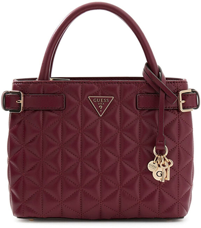 Çantë dore GUESS Paisleigh Quilted Small Satchel, e vogël, e zezë