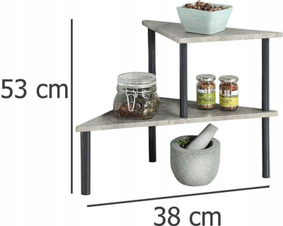 Raft kuzhine Kesper Shelving Rack, fibërboard FSC, kornizë metalike, gri e errët