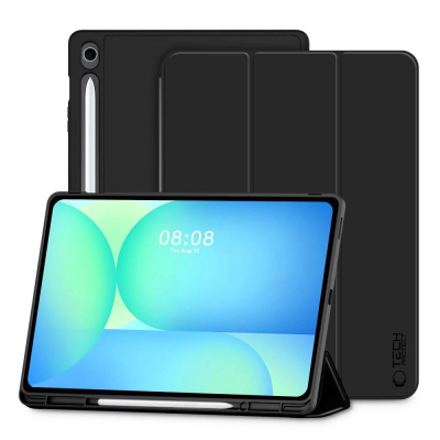 Kapak tablet Tech-Protect SmartCase Pen për Samsung Galaxy Tab S10 FE Plus, bëhet dhe këmbëz, ngjyrë e zezë