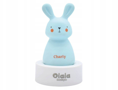 Llampë nate Olala Boutique Charly, LED, lepurush, blu e çelët