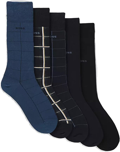 Çorape për meshkuj Hugo Boss 5-PACK, të zeza/ të kaltra