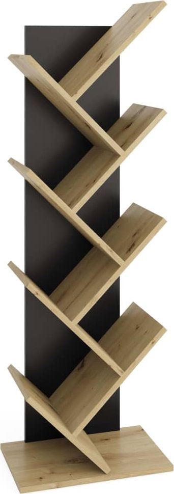 Raft librash Home24 Adoni I, vertikal, dekor dru natyral, i errët