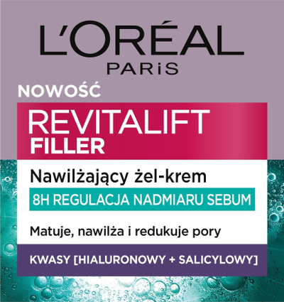 Krem xhel për fytyrën L'Oréal Revitalift Filler Oil Control, hidratues, për lëkurë me yndyrë
