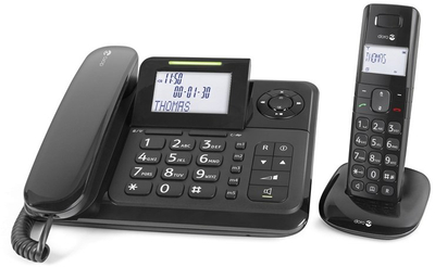 Telefon fiks Doro Comfort 4005, analog DECT, sekretari telefonike, i zi