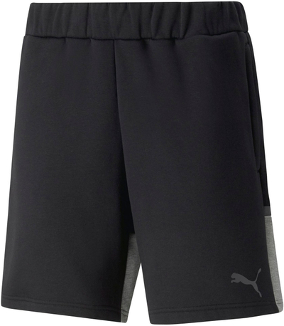 Кратки спортски панталони Puma TeamCUP Casuals, памук полиестер, со еластичен појас, црни сиви