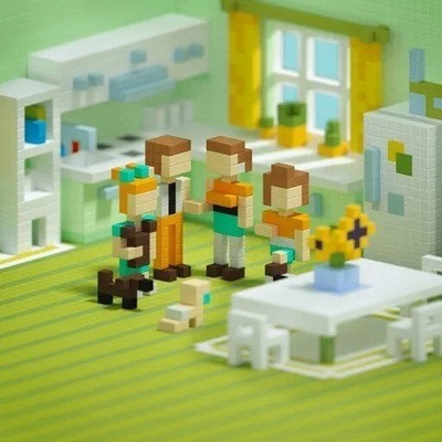 Set ndërtimi magnetik Pixio Happy Family Story Series, 88 blloqe, shumëngjyrsh